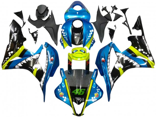 Vert Jaune Noir Brillant Requin 46 Carénage Moto Honda CBR600RR 2007-2008