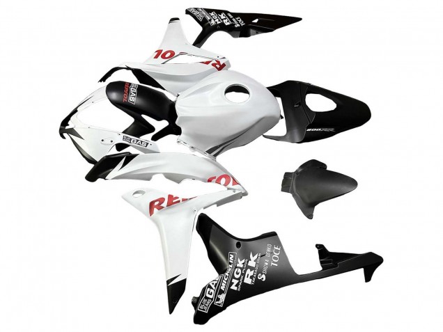 Blanc Noir Mat Rouge Repsol Carénage Moto Honda CBR600RR 2007-2008