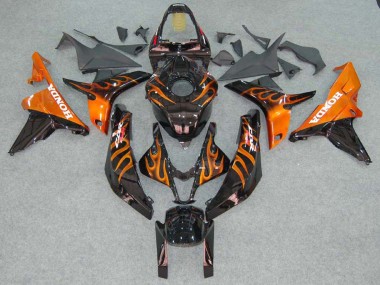 Noir Brillant Orange Flamme Carénage Moto Honda CBR600RR 2007-2008 Pas Chère