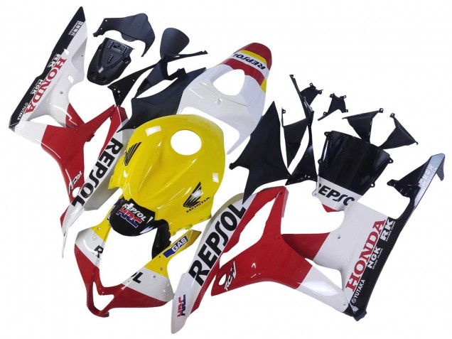 Blanc Jaune Rouge Repsol HRC Carénage Moto Honda CBR600RR 2007-2008