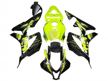 Jaune Noir Brillant Carénage Moto Honda CBR600RR 2007-2008 Pas Chère