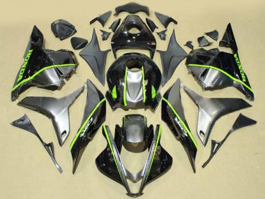 Argent Noir Brillant Fluorescent Vert Doubler Carénage Moto Honda CBR600RR 2009-2012 Pas Chère