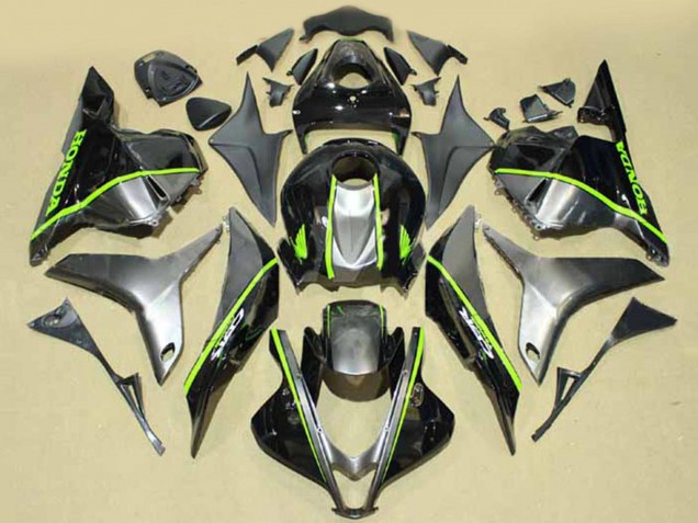 Argent Noir Brillant Fluorescent Vert Doubler Carénage Moto Honda CBR600RR 2009-2012