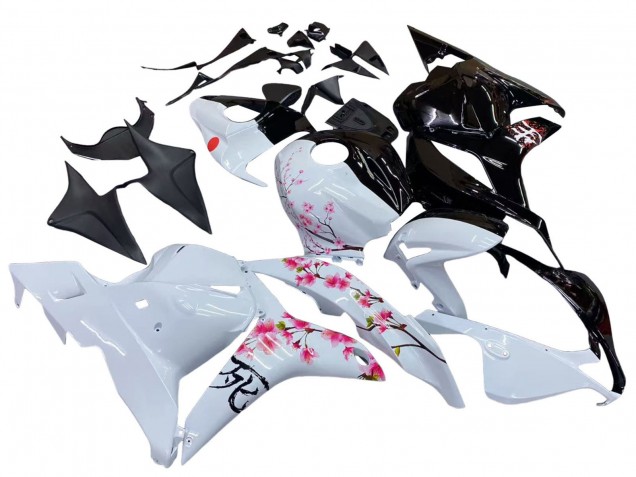 Blanc Fleur de cerisier Noir Brillant Carénage Moto Honda CBR600RR 2009-2012