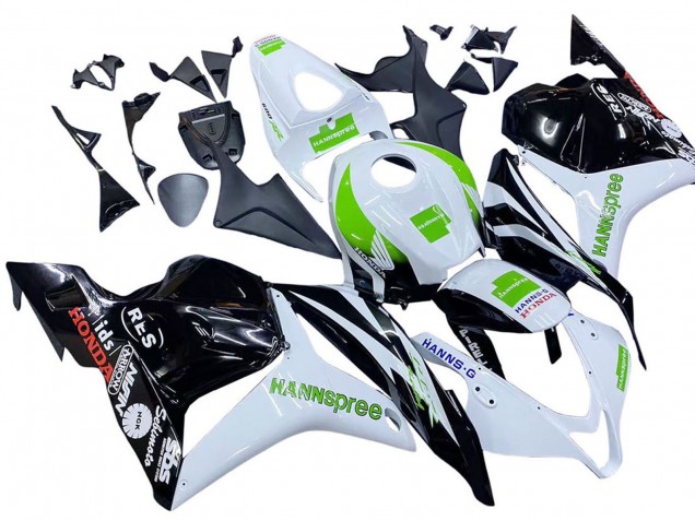 Blanc Vert Noir Brillant Hannspree Carénage Moto Honda CBR600RR 2009-2012