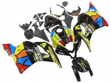 Noir Multicolore MoviStar Carénage Moto Honda CBR600RR 2009-2012 Pas Chère