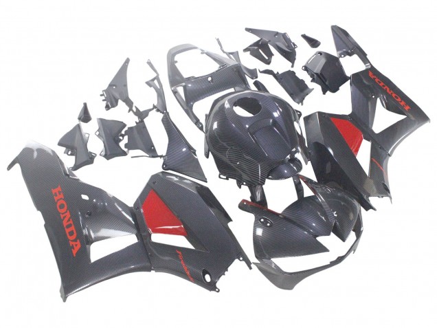 Noir Fibre de Carbone Rouge Carénage Moto Honda CBR600RR 2013-2023