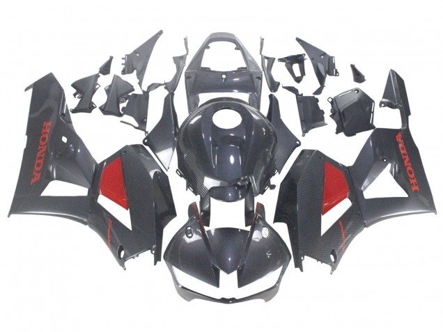 Noir Fibre de Carbone Rouge Carénage Moto Honda CBR600RR 2013-2023