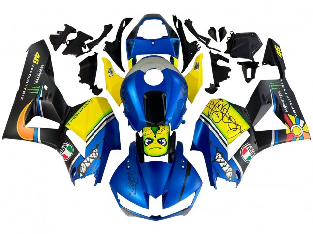 Bleu Jaune Noir Mat Vert Monstre Requin Carénage Moto Honda CBR600RR 2013-2023