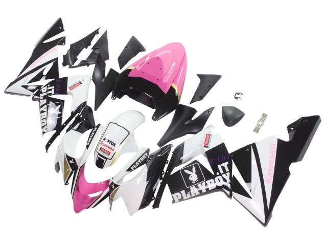 Noir Rose Blanc Playboy Motul Carénage Moto Kawasaki ZX10R 2004-2005