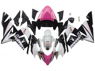 Noir Rose Blanc Playboy Motul Carénage Moto Kawasaki ZX10R 2004-2005 Pas Chère