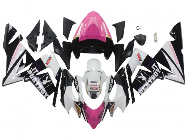 Noir Rose Blanc Playboy Motul Carénage Moto Kawasaki ZX10R 2004-2005