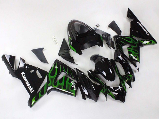 Noir Vert Flamme Ninja Carénage Moto Kawasaki ZX10R 2004-2005