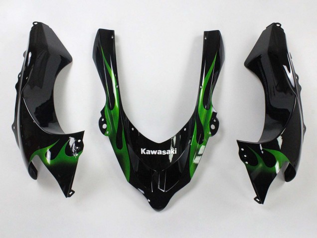 Noir Vert Flamme Ninja Carénage Moto Kawasaki ZX10R 2004-2005
