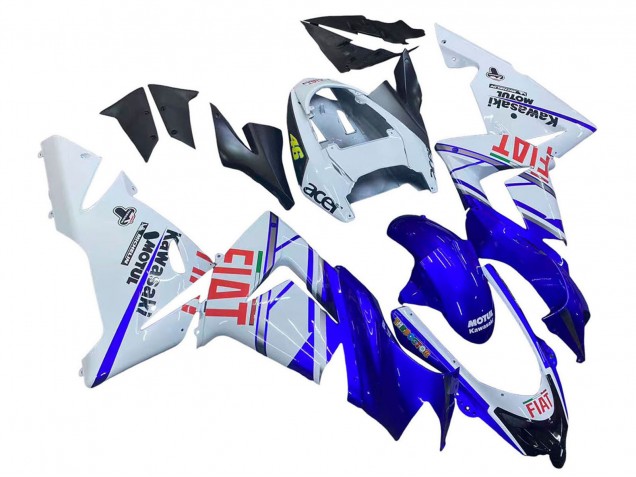 Bleu Brillant Blanc Fiat Motul Carénage Moto Kawasaki ZX10R 2004-2005