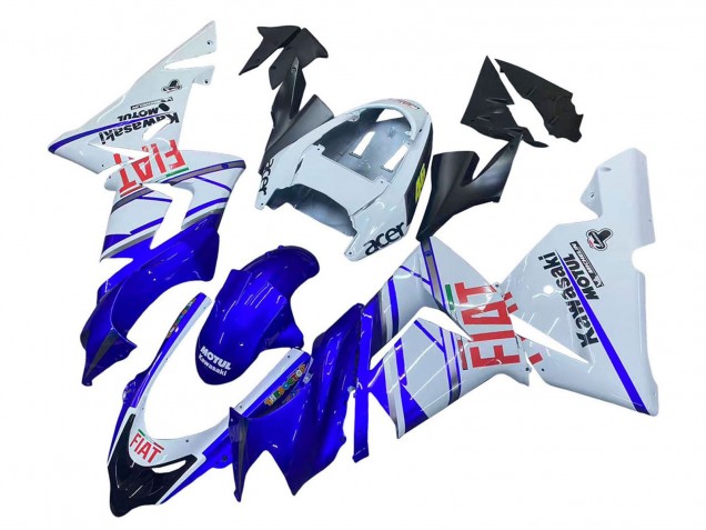 Bleu Brillant Blanc Fiat Motul Carénage Moto Kawasaki ZX10R 2004-2005