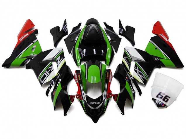 Blanc Noir Vert Elf Carénage Moto Kawasaki ZX10R 2004-2005