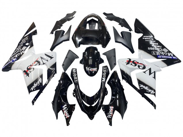 Blanc Noir West Ninja Carénage Moto Kawasaki ZX10R 2004-2005