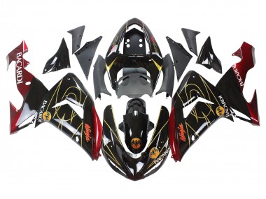 Noir Rouge Or BACARDI Carénage Moto Kawasaki ZX10R 2006-2007 Pas Chère