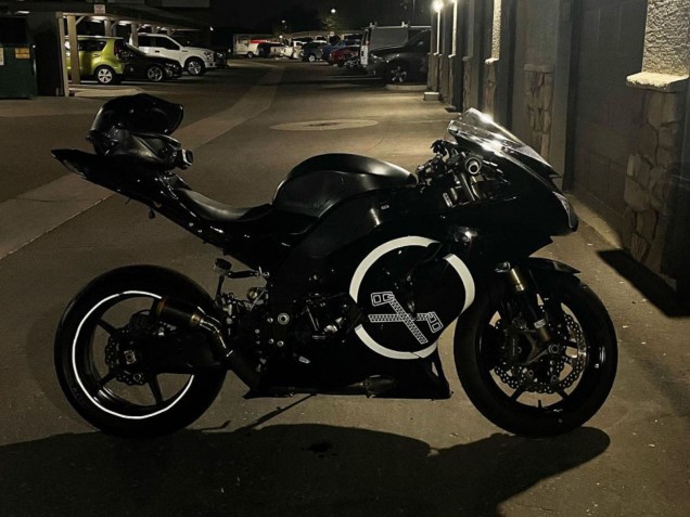 Noir Brillant Blanc Cercle Carénage Moto Kawasaki ZX10R 2006-2007