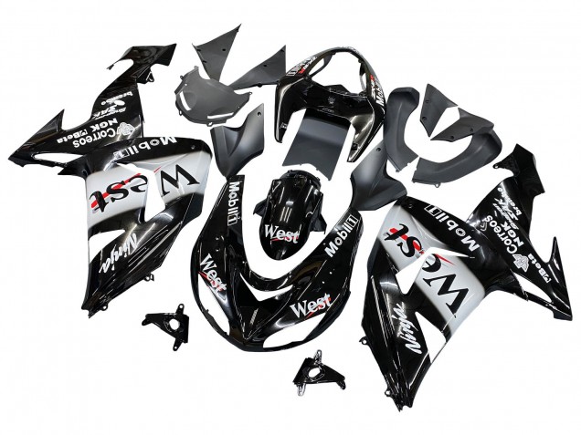 Noir Brillant Blanc West Carénage Moto Kawasaki ZX10R 2006-2007