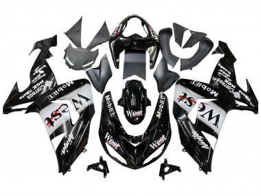 Noir Brillant Blanc West Carénage Moto Kawasaki ZX10R 2006-2007 Pas Chère