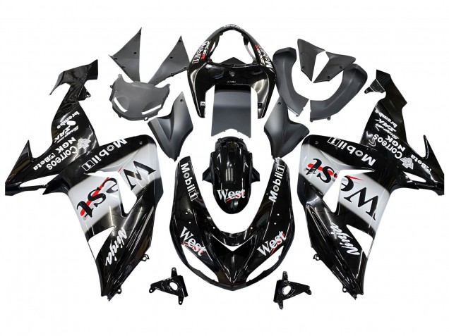 Noir Brillant Blanc West Carénage Moto Kawasaki ZX10R 2006-2007