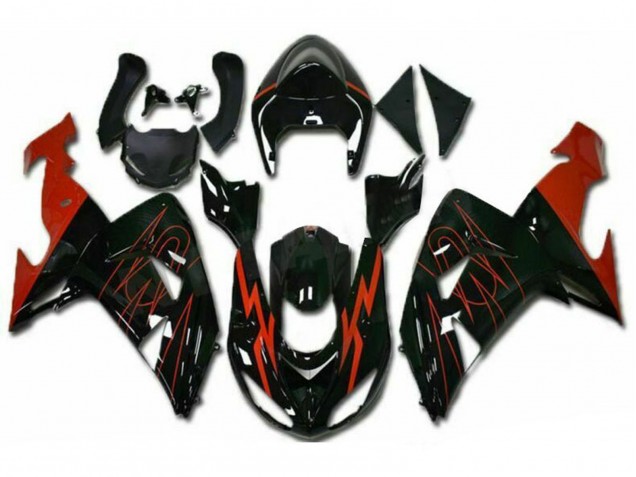 Noir Brillant Rouge Carénage Moto Kawasaki ZX10R 2006-2007