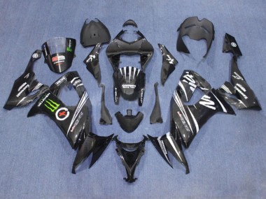 Noir Mat Blanc Vert Monstre Carénage Moto Kawasaki ZX10R 2006-2007 Pas Chère