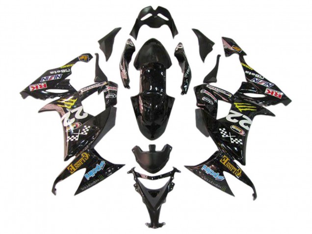 Noir Brillant Rouge Bleu Jaune Monstre Carénage Moto Kawasaki ZX10R 2006-2007