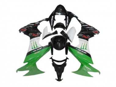 Noir Brillant Blanc Vert Monstre Carénage Moto Kawasaki ZX10R 2008-2010 Pas Chère