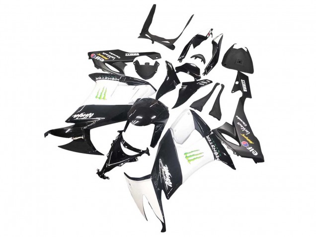 Noir Brillant Blanc Vert Monstre Elf Carénage Moto Kawasaki ZX10R 2008-2010