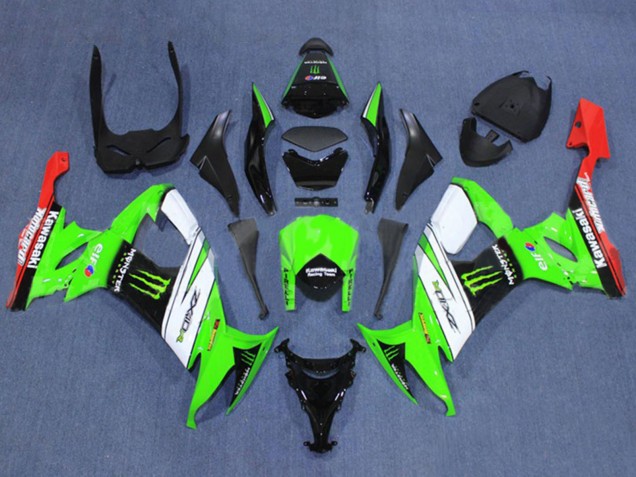 Vert Blanc Rouge Noir Monstre Carénage Moto Kawasaki ZX10R 2008-2010