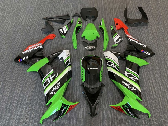 Vert Blanc Rouge Noir Elf Monstre Energy Carénage Moto Kawasaki ZX10R 2008-2010