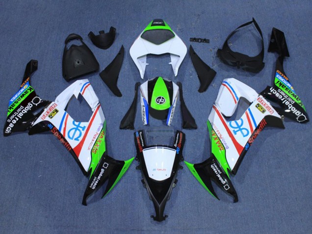 Blanc Fluorescent Vert Rouge Noir Carénage Moto Kawasaki ZX10R 2008-2010