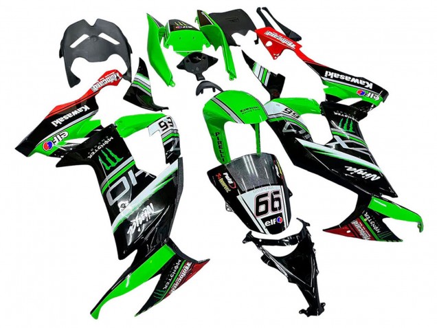 Vert Blanc Rouge Noir Monstre Elf 66 Carénage Moto Kawasaki ZX10R 2008-2010