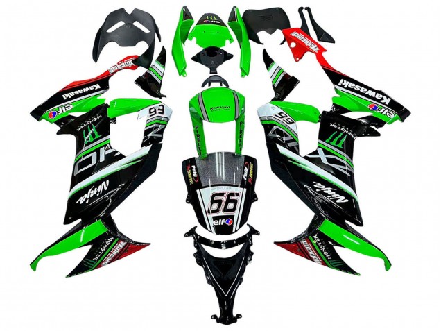 Vert Blanc Rouge Noir Monstre Elf 66 Carénage Moto Kawasaki ZX10R 2008-2010