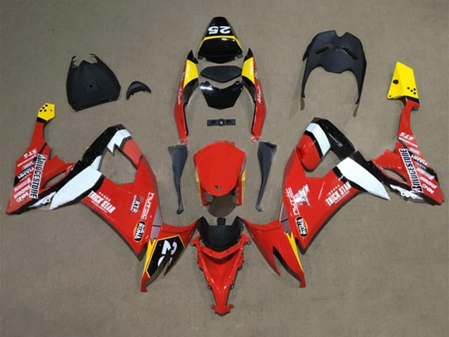 Rouge Jaune Blanc Noir Carénage Moto Kawasaki ZX10R 2008-2010