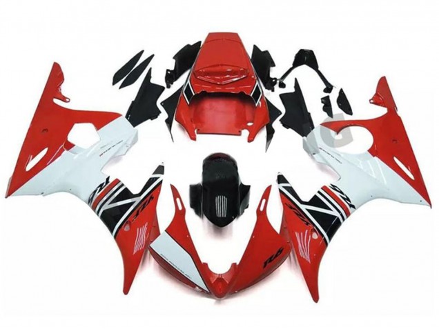 Rouge Blanc Noir Brillant Carénages Moto Yamaha YZF R6 2003-2004