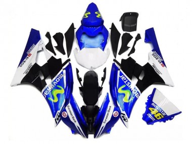 Bleu Blanc Noir Vert MoviStar ENEOS Yamalube 46 Carénage Moto Yamaha YZF R6 2006-2007 Pas Chère