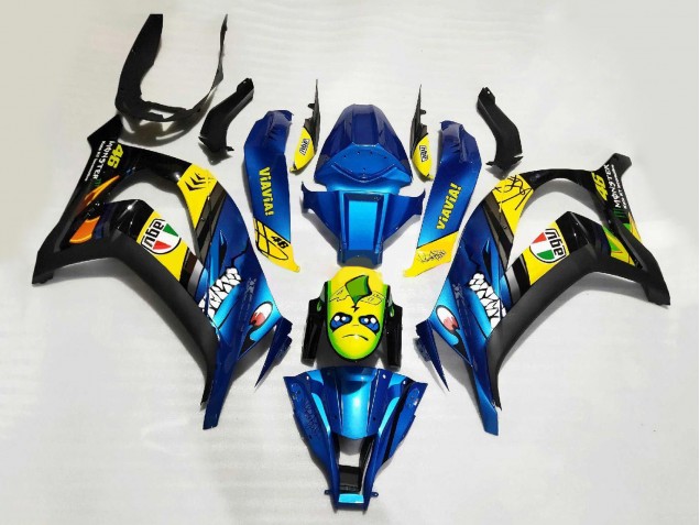 Bleu Jaune Noir Requin Carénage Moto Kawasaki ZX10R 2008-2010