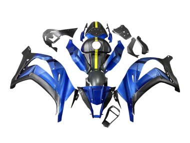 Bleu Jaune Noir Mat Carénage Moto Kawasaki ZX10R 2008-2010 Pas Chère