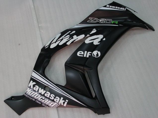 Noir Brillant Blanc Elf Neige Décalque Carénage Moto Kawasaki ZX10R 2011-2015