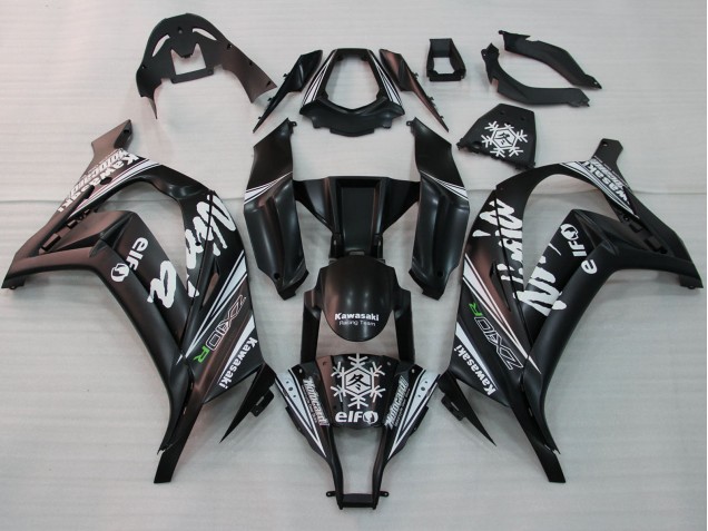 Noir Brillant Blanc Elf Neige Décalque Carénage Moto Kawasaki ZX10R 2011-2015