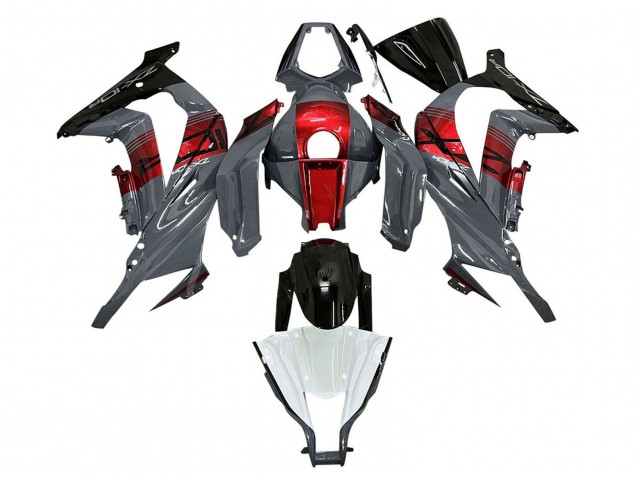 Gris Rouge Noir Brillant Carénage Moto Kawasaki ZX10R 2011-2015
