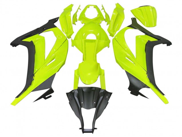 Fluorescent Vert Noir Mat Carénage Moto Kawasaki ZX10R 2011-2015