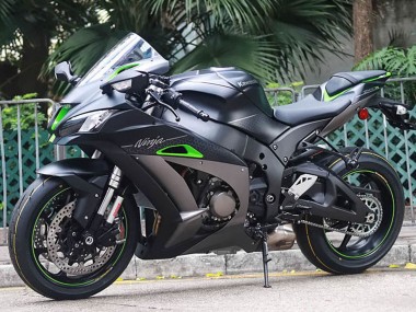 Noir Mat Vert Blanc Rayon de Miel Carénage Moto Kawasaki ZX10R 2011-2015 Pas Chère