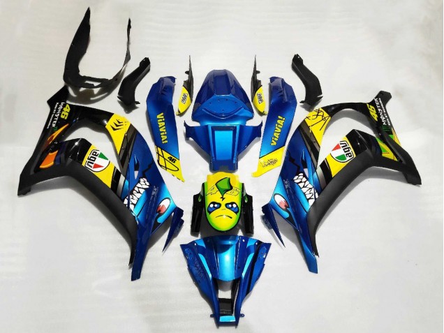 Bleu Jaune Noir Requin Carénage Moto Kawasaki ZX10R 2011-2015