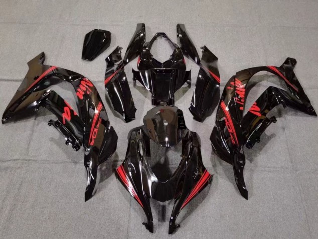 Noir Brillant Rouge Carénage Moto Kawasaki ZX10R 2016-2020