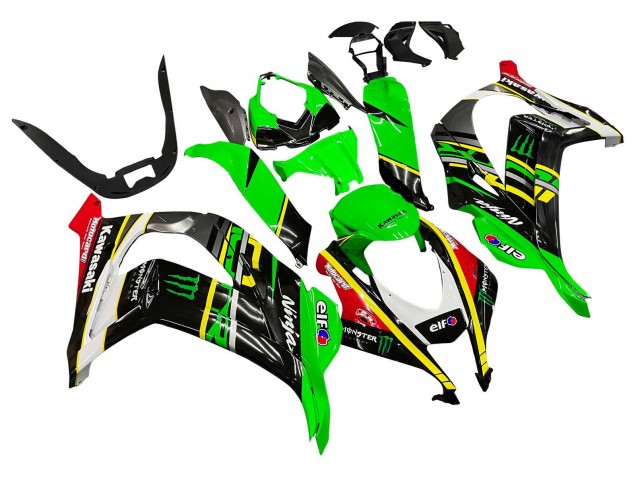 Vert Jaune Rouge Noir Elf Monstre Carénage Moto Kawasaki ZX10R 2016-2020